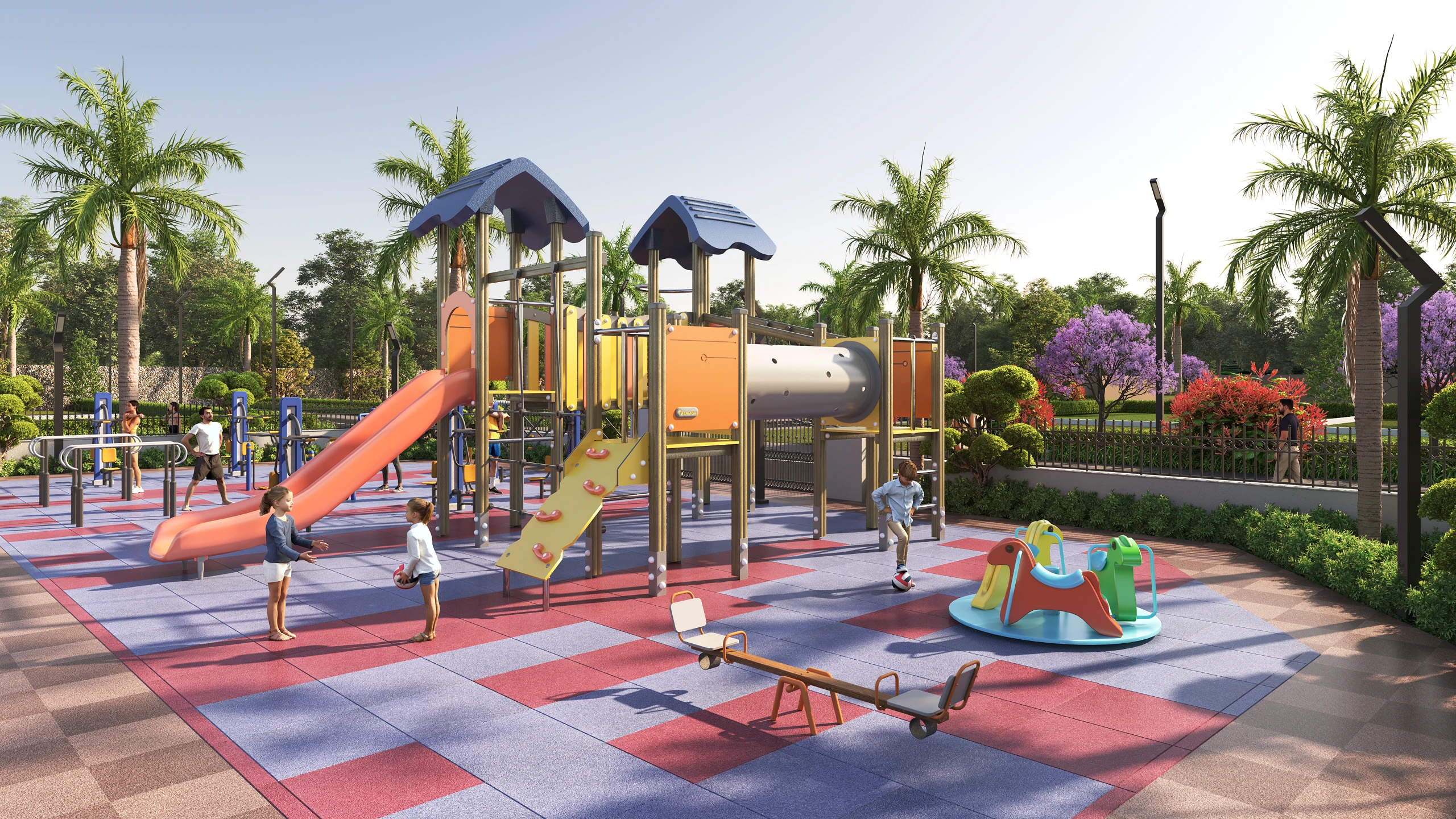 Architectural visualisation of the children's play area at Pal Sumeera Residency