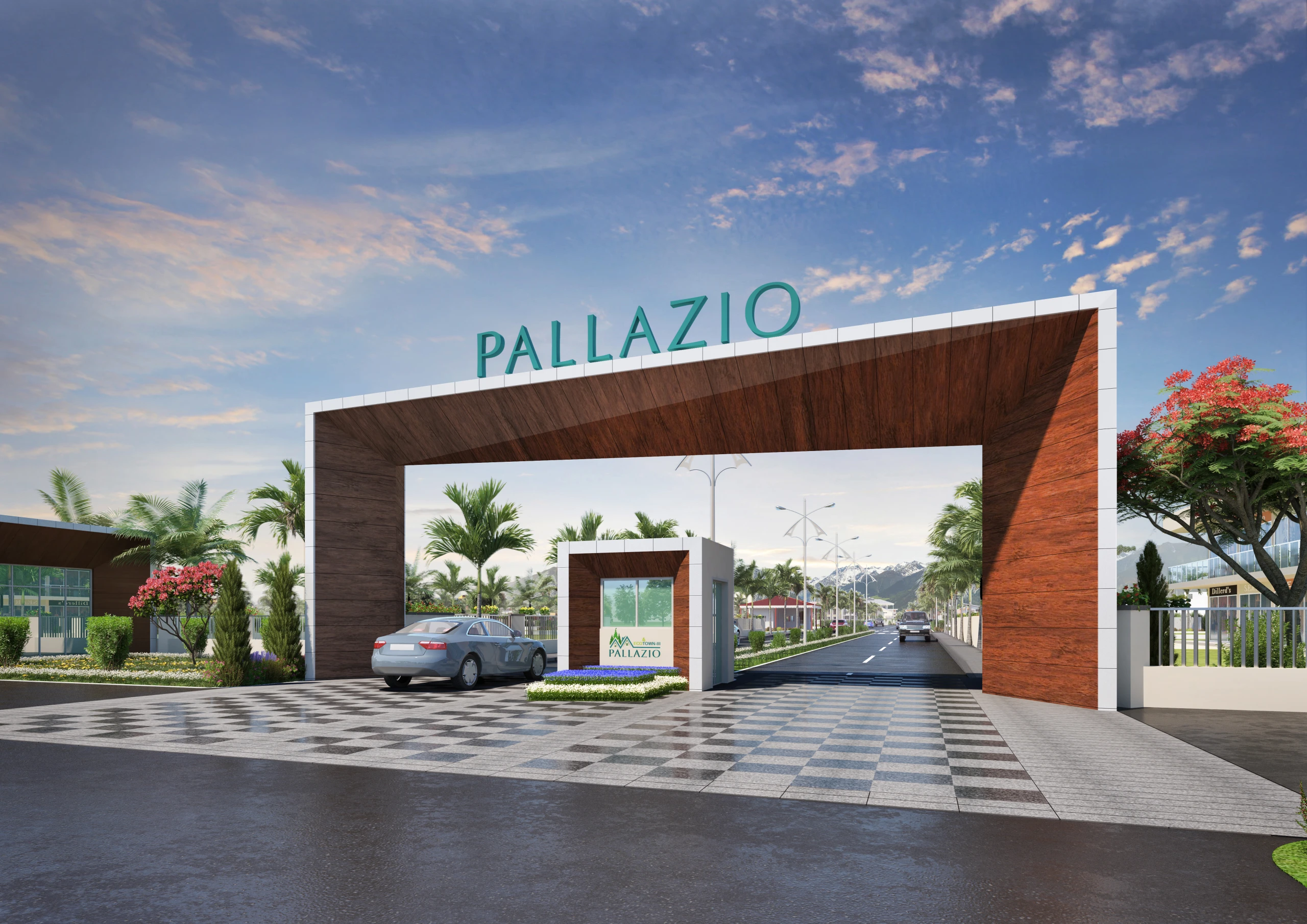 Pallazio entrance architectural visualisation